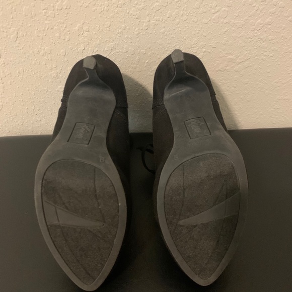 Fioni Black Suede Lace Up High Heel Pump Booties - Picture 5 of 6